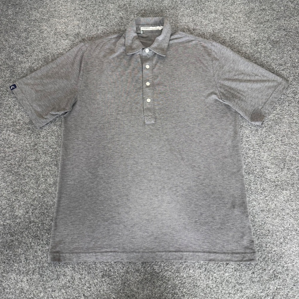 Criquet Mens Medium Gray Pima Cotton Performance Polo Shirt Short Sleeve Golf